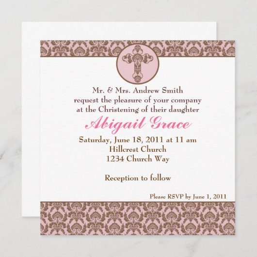 Christening/Baptism Uitnodiging (Voorkant / Achterkant)