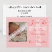 Christening/Baptism Uitnodiging tot dochter (Voorkant / Achterkant)