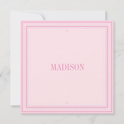 Christening Baptisme Naming Pink Simple Modern Ann Aankondiging (Achterkant)