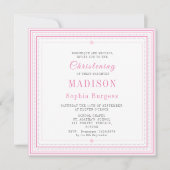 Christening Baptisme Naming Pink Simple Modern Ann Aankondiging (Voorkant)
