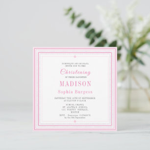 Christening Baptisme Naming Pink Simple Modern Ann Aankondiging