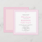 Christening Baptisme Naming Simple Pink Modern Ann Aankondiging (Voorkant / Achterkant)