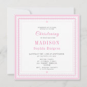 Christening Baptisme Naming Simple Pink Modern Ann Aankondiging (Voorkant)