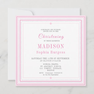 Christening Baptisme Naming Simple Pink Modern Ann Aankondiging