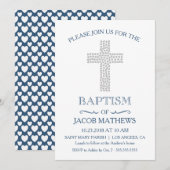 Christening, Baptisme Uitnodiging - Baby Boy Invit (Voorkant / Achterkant)