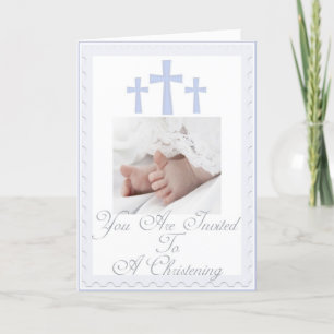 Christening/Baptisme Uitnodiging voor Baby Boy