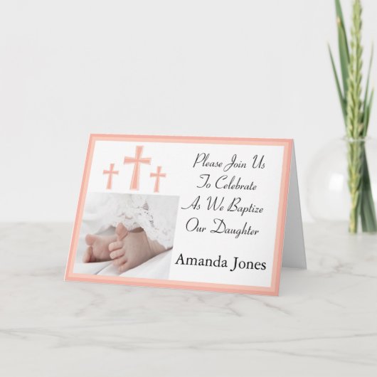 Christening/Baptisme Uitnodiging voor Baby Girl (Voorkant)