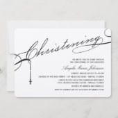 Christening Black Script Cross Foto Religies Kaart (Voorkant)