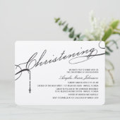 Christening Black Script Cross Foto Religies Kaart (Staand voorkant)