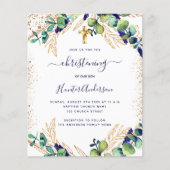 Christening blue eucalyptus greenery-uitnodiging (Voorkant)