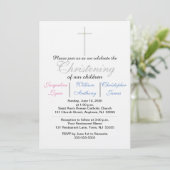 Christening Blue Pink Triplets Kaart (Staand voorkant)