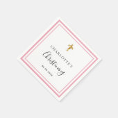 Christening blush roze witte naammeisje servet (Hoek)