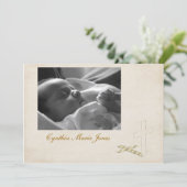 Christening Cream Cross Uitnodiging (Staand voorkant)