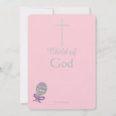 Christening Cross Daughter Pink Baby Rattle Kaart (Achterkant)