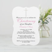 Christening Cross Daughter Pink White Kaart (Staand voorkant)