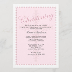 Christening Cross Pink Uitnodiging