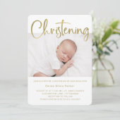 Christening | Eenvoudig minimaal goud met twee fot Kaart (Staand voorkant)