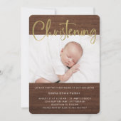 Christening | Eenvoudige foto's van Rustic en Gold Kaart (Voorkant)