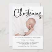 Christening | Eenvoudige minimale zwarte en witte  Kaart (Voorkant)