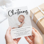 Christening | Eenvoudige minimale zwarte en witte  Kaart