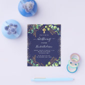 Christening eucalyptus greenery blauwe uitnodiging flyer (Enkel)