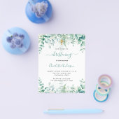 Christening eucalyptus greenery budget uitnodiging flyer (Enkel)