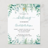 Christening eucalyptus greenery budget uitnodiging flyer (Voorkant)