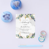Christening eucalyptus greenery marble-uitnodiging flyer (Enkel)
