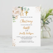 Christening eucalyptus greenery twin floral luxe kaart (Staand voorkant)