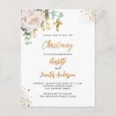 Christening eucalyptus greenery twins floraal wit uitnodiging briefkaart (Voorkant)