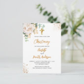 Christening eucalyptus greenery twins floraal wit uitnodiging briefkaart (Staand voorkant)