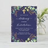 Christening eucalyptusblauw kaart (Staand voorkant)