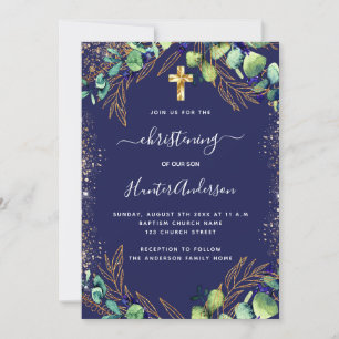 Christening eucalyptusblauw kaart