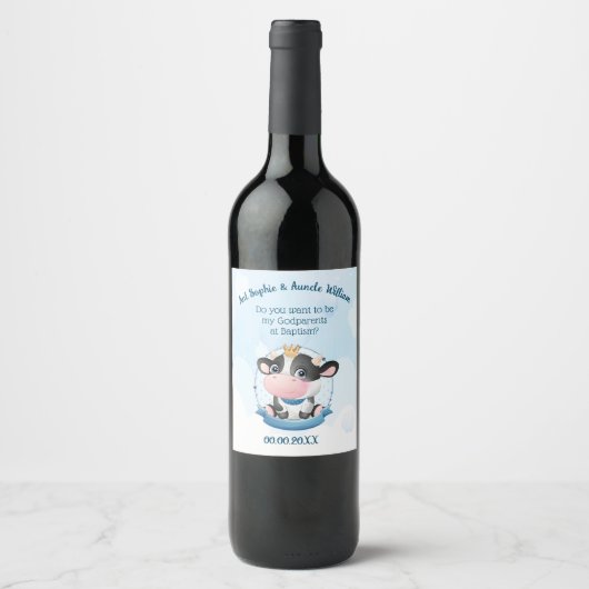 Christening Gift for Godouders Wine Label Wijn Etiket (Voorkant)