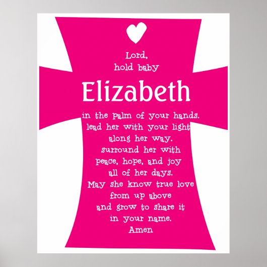 Christening Gift- Specialized Prayer Poster GIRL (Voorkant)