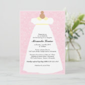 Christening Gown (roze) Baptism Invitation Kaart (Staand voorkant)