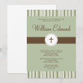 Christening Green Stripe Uitnodiging (Voorkant / Achterkant)