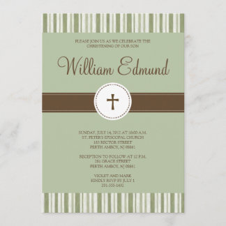 Christening Green Stripe Uitnodiging