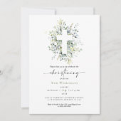 Christening Invitation Greenery Kaart (Voorkant)