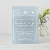 Christening | Jongen Dove en Cross Blue Waterverf Kaart (Staand voorkant)