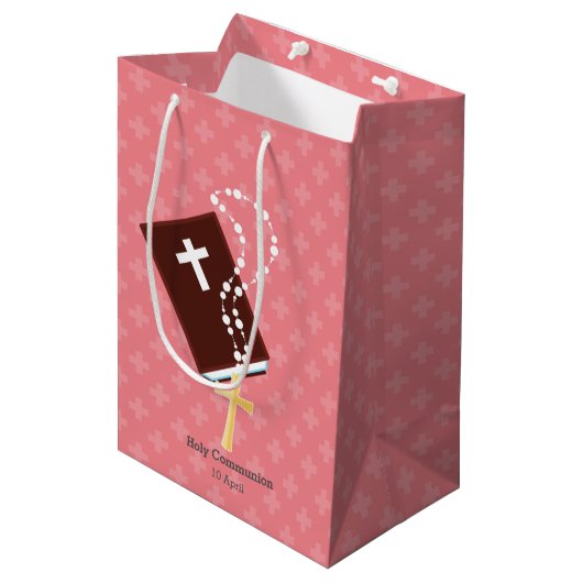 Christening * Kies achtergrondkleur Medium Cadeauzakje (Voorkant Gekanteld)