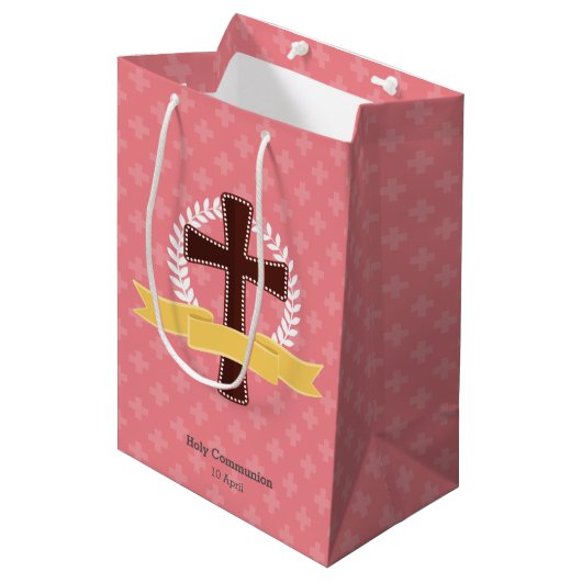 Christening * Kies achtergrondkleur Medium Cadeauzakje (Voorkant Gekanteld)