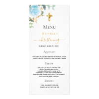 Christening Menu lichtblauwe jongen floral