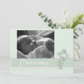 Christening Mint Green Uitnodiging (Staand voorkant)