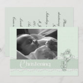 Christening Mint Green Uitnodiging (Voorkant / Achterkant)