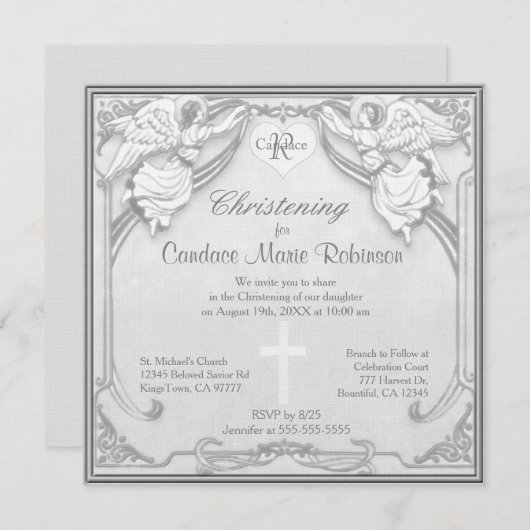 Christening - Monogram en Kruis Kaart (Voorkant / Achterkant)