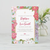 Christening nodigt meisjes uit voor Baptisme uitno Kaart (Staand voorkant)