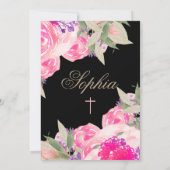 Christening of Baptism Floral Rozen Invitation Kaart (Achterkant)