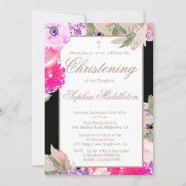 Christening of Baptism Floral Rozen Invitation Kaart
