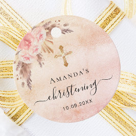 Christening pampas roos blush bedankjes labels